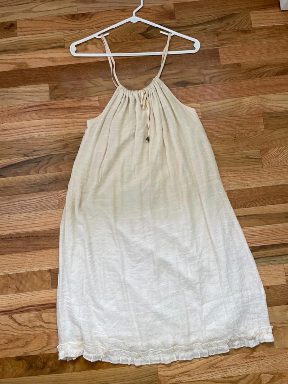 India Boutique Cream Elastic Waist Pull-On Skirt with Drawstring